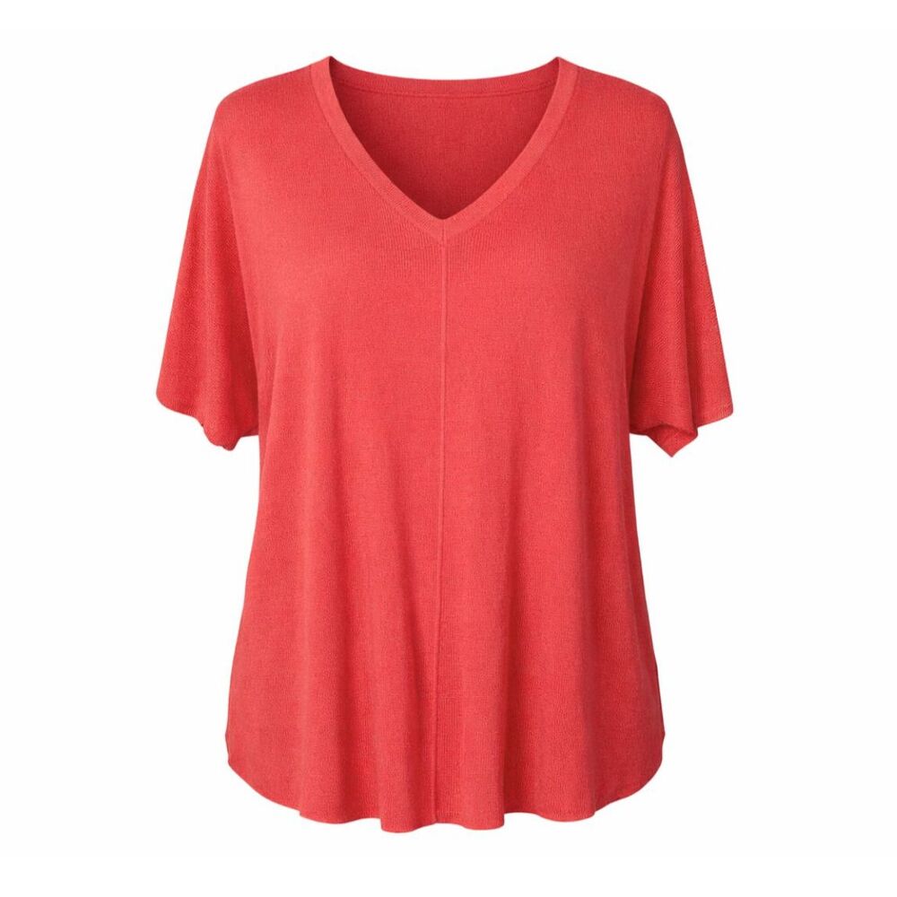 LOU & GREY RIBBED CASUAL CLASSIC LOOSE FIT V-NECK SWEATER BLOUSE SIZE LARGE